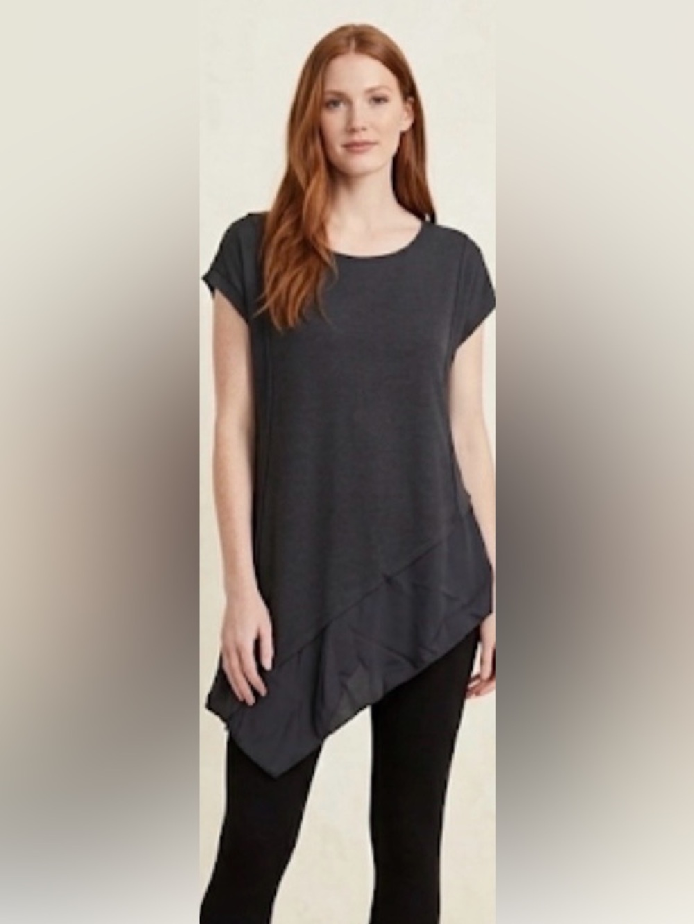Tempo Paris Black Asymmetrical Layered Tunic size S/M NWT